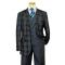 Statement Confidence "Paris-6" Slate Blue / Black Checkerboard Design Super 150's Wool Contrast Vested Suit